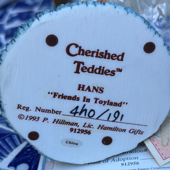 Cherished Teddies Cozy Bear Pair with Striped Hat - Picture 3 of 4